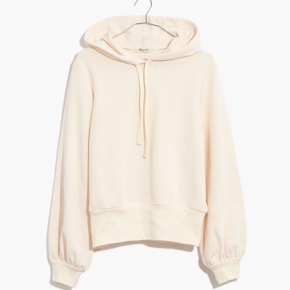 Madewell bubble sleeve pullover cropped hoodie L